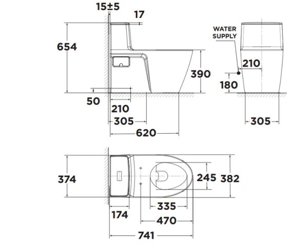 Bồn cầu nắp điện tử American Standard VF-1808TPR