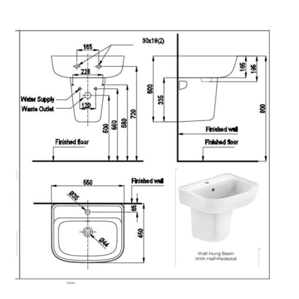 Chân chậu treo tường LOVEN American Standard VF-7062