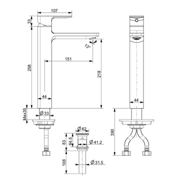 Vòi lavabo American Standard WF-1302WS cổ cao