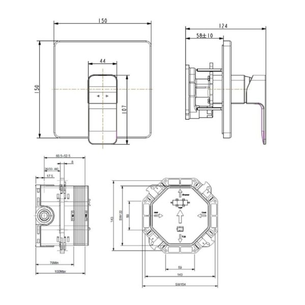 Van điều chỉnh sen âm tường American Standard WF-1322WS