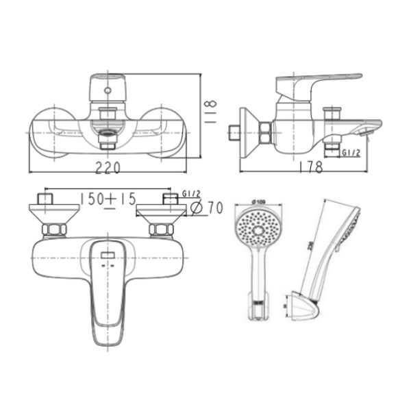 Vòi sen tắm American Standard WF-1711NWS